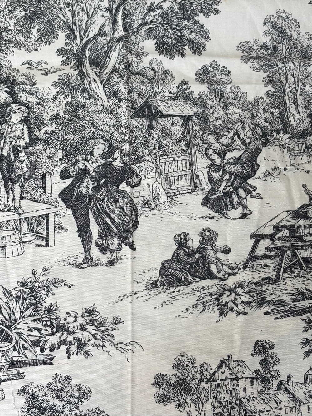 Vintage Laura Ashley Toile black and white Fabric